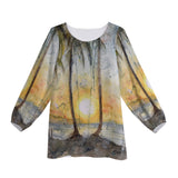 Women's Long-Sleeve Sunset Chiffon Blouse