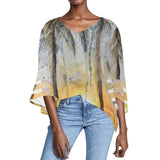Women's Puff Sleeve Sunset Blouse