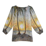 Women's Long-Sleeve Sunset Chiffon Blouse