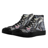 Men's Shark Black High Top Canvas Shoes