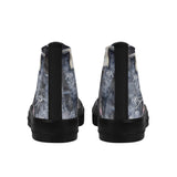 Women's Shark Black High Top Canvas Shoes
