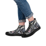 Men's Shark Black High Top Canvas Shoes
