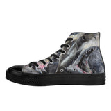 Men's Shark Black High Top Canvas Shoes