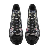 Men's Shark Black High Top Canvas Shoes