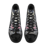 Women's Shark Black High Top Canvas Shoes
