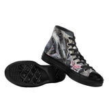Men's Shark Black High Top Canvas Shoes