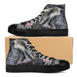 Men's Shark Black High Top Canvas Shoes