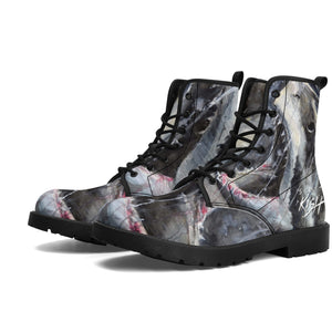 Women's Shark Leather Combat Boots