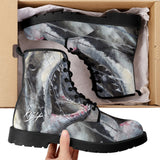 Women's Shark Leather Combat Boots