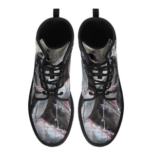 Women's Shark Leather Combat Boots