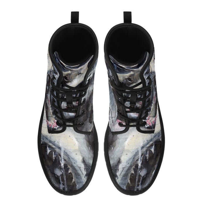 Men's Shark Leather Combat Boots
