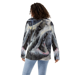 Women's Long Sleeve Button Down Shark Shirt