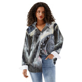 Women's Long Sleeve Button Down Shark Shirt