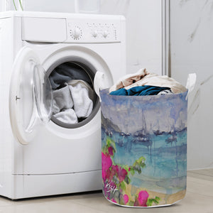 laundry basket with sailboats