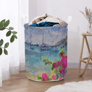 laundry basket with caribbean ocean