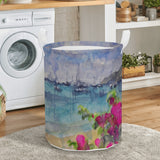 laundry basket with caribbean print
