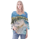 Women's Tropical Puff Sleeve Blouse