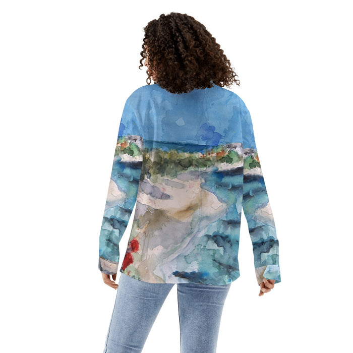 Women's Long Sleeve Button Down Beach Shirt