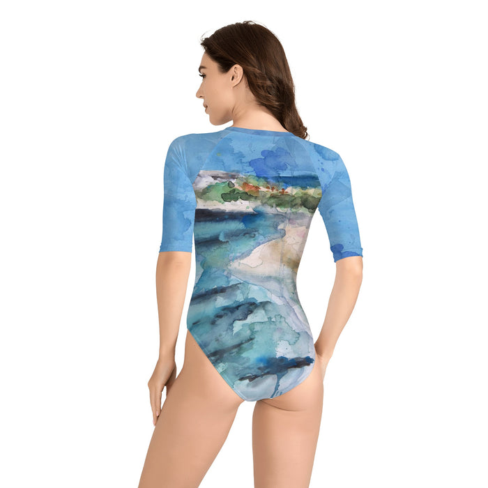 Women's Tropical Long Sleeve One Piece Swimsuit