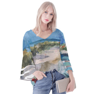 Women's Tropical Puff Sleeve Blouse