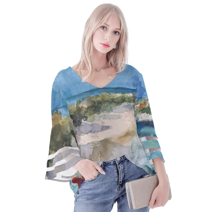 Women's Tropical Puff Sleeve Blouse