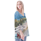 Women's Tropical Puff Sleeve Blouse
