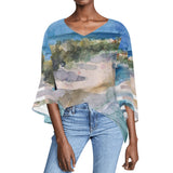 Women's Tropical Puff Sleeve Blouse