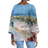 Women's Tropical Puff Sleeve Blouse