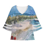 Women's Tropical Puff Sleeve Blouse