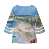 Women's Tropical Puff Sleeve Blouse