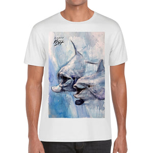 men's white t-shirt with dolphins