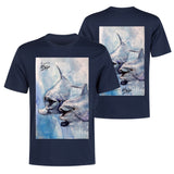 men's navy blue dolphin t-shirt by Scott Kish - front and back