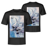 Scott Kish men's t-shirt with dolphins - black - front and back