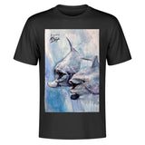 men's t-shirt in black with dolphin art