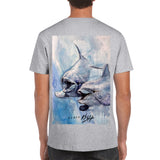 men's t-shirt with dolphins - grey - back