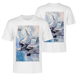 men's white t-shirt with dolphins - front and back