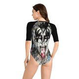 Women's 80's Rockstar Long Sleeve One Piece Swimsuit