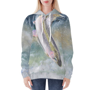 Womens Heavy Fishing Hoodie - Rainbow Trout