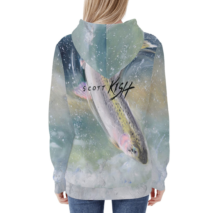 Womens Heavy Fishing Hoodie - Rainbow Trout