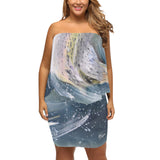 Women's Off-The-Shoulder Scarf Dress - Rainbow Trout