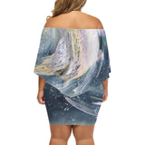 Women's Off-The-Shoulder Scarf Dress - Rainbow Trout