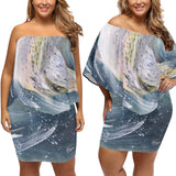 Women's Off-The-Shoulder Scarf Dress - Rainbow Trout