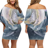 Women's Off-The-Shoulder Scarf Dress - Rainbow Trout