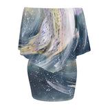 Women's Off-The-Shoulder Scarf Dress - Rainbow Trout
