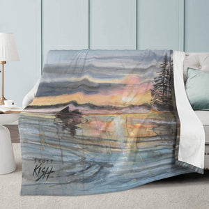 Sunrise Canoe Trip Fleece Blanket