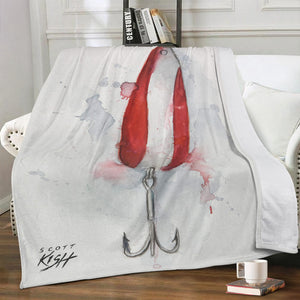 Red Devil Fishing Lure Fleece Blanket