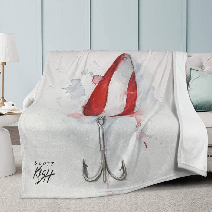 Red Devil Fishing Lure Fleece Blanket