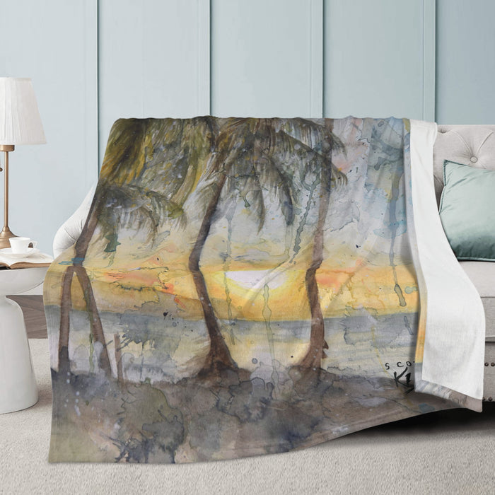 Beach Sunset Fleece Blanket