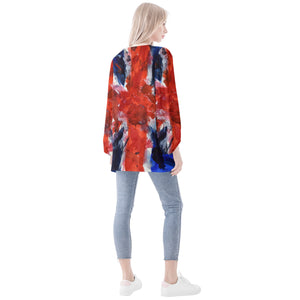 Union Jack Flag Long Sleeve Blouse