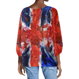 Union Jack Flag Long Sleeve Blouse